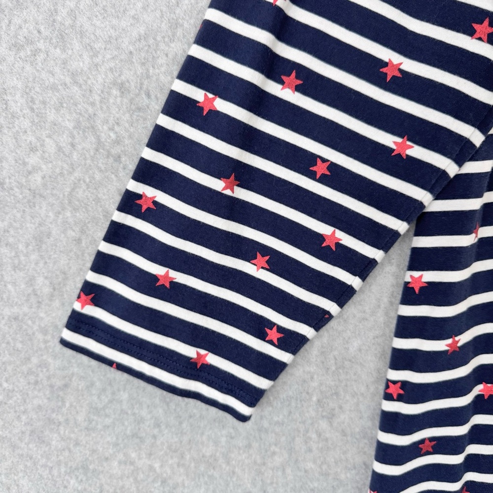 Boden T Shirt Women 16 / 18 Blue White Striped Red Stars Long Sleeve Cotton READ - Picture 4 of 16